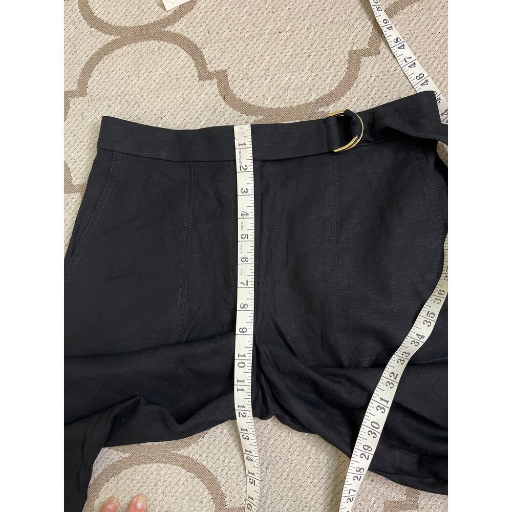 Ann Taylor The Petite Belted Ankle Linen Blend Black Pants, Size 4P - Picture 7 of 15